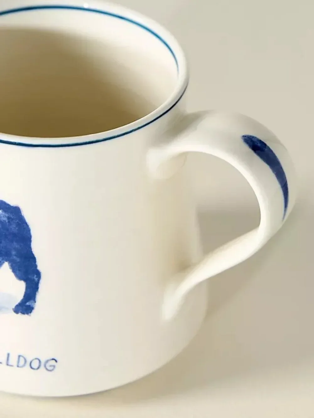 Anthropologie FRENCH BULLDOG Molly Hatch Ceramic Coffee set of 2 mugs 16 oz NWT